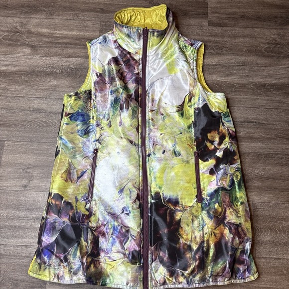 UbU Jackets & Blazers - UbU Women Large Puffer Vest Multicolor Abstract Print Zip Front Reversible